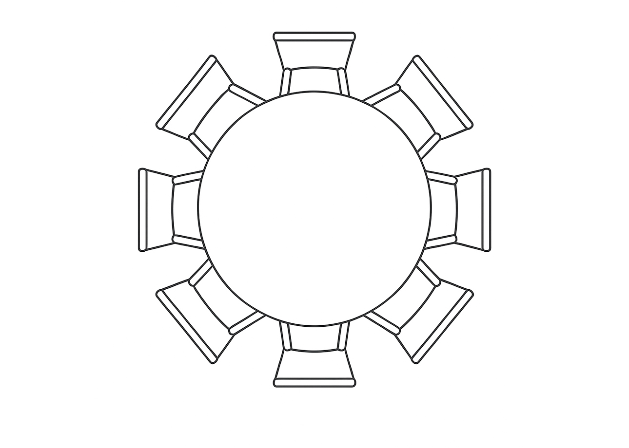 Круглый, нераскладной, 8 мест